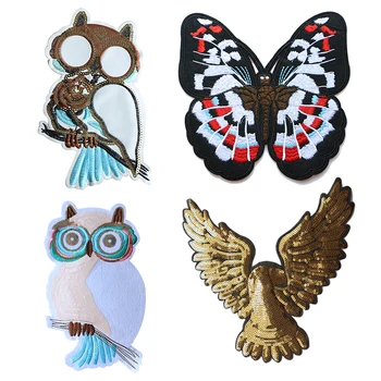 Móda patch Eagle Owl Motýľ flitrami ikonu Vyšívané Nášivka Opráv kawaii oblečenie DIY Žehlička na Odznaky na batoh