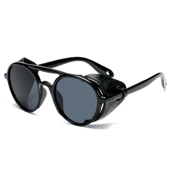 Móda Steampunk slnečné Okuliare Dizajn Značky Kolo Odtiene Muži Ženy Vintage Punk Slnečné okuliare UV400 Okuliare Oculos de sol