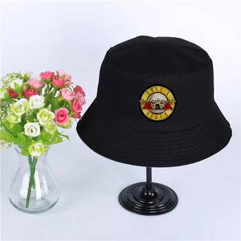 Móda Zbrane a ruže Logo Letný Klobúk Ženy Mens Panama Vedierko Hat Zbrane a ruže Dizajn Plochý Slnečná Clona Rybársky Klobúk Rybár