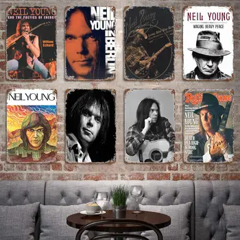 Neil Young Spevákov kovové Dekor Plagát Vintage Tin Znamení Kovu Prihlásiť Dekoratívne Plakety pre Pub Bar Muž Jaskyňa Klub Dekorácie