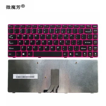 Nová Klávesnica od spoločnosti Lenovo G480 G485 Z380 Z480 Z485 NÁS Čierne tlačidlo Ružová hranice notebooku, klávesnice