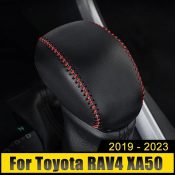 Originálne Kožené Ručné Šitie Výstroj NA Auto radiacej Páky Gombík Rukoväť Kryt Pre Toyota RAV4 XA50 2019 2020 2021 2022 2023 Príslušenstvo