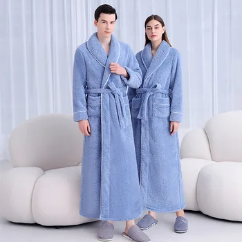 Plus Veľkosť Kimono Teplý Župan Jeseň Zima Coral Fleece Župan Noc Sleepwear Ženy župane Domáce Oblečenie s Pásom
