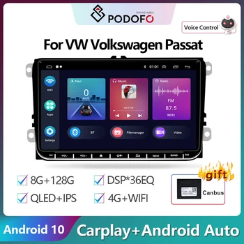 Podofo 2 Din Android autorádio, 9 Palcový Carplay RDS AM, FM, Bluetooth, WiFi Multimediálne Autoradio Pre VW Volkswagen Passat B6 B7 Škoda