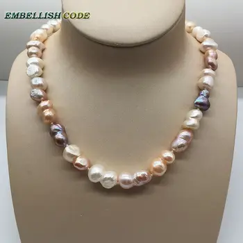 predaj aj Barokový keshi štýl Arašidové tvar real sladkovodné perly vyhlásenie náhrdelník svetlo do tmavých farieb, jemné šperky Špeciálne