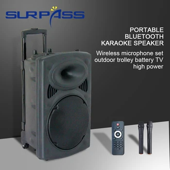 Prenosný Zvukový Zosilňovač Box 15inch BT Karaoke Reproduktor s Bezdrôtového Mikrofónu Nastavte Vonkajšie Vozíka Batéria Vysoký Výkon Reproduktorov