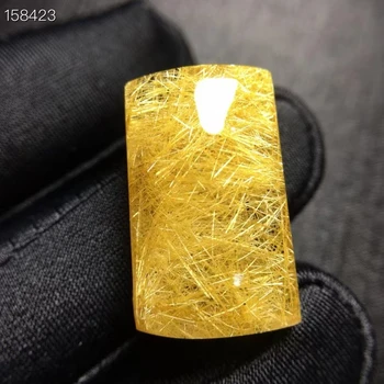 Prírodné Zlato Rutilated Quartz Prívesok Náhrdelník Barel 24.7*15*9.7 mm Gold Rutilted 18K Zlata Ženy Muži Šperky AAAAAAA