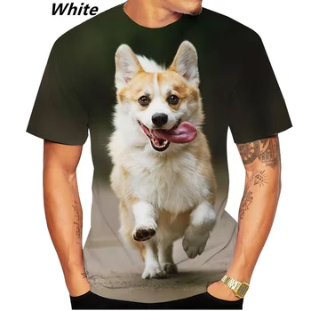 Pánske a Dámske Ležérne Krátke Rukávy Osobnosti T-shirt Nový Dizajn Cute Pet Dog Corgi 3D Tlač T-shirt Zábavné Štýlové