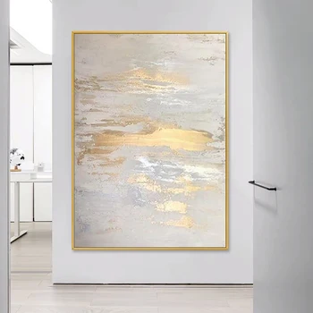 Ručne Maľované Zlatou Abstraktnú Olejomaľbu Hrubé Textúry Olej Na Plátne Moderné Nástenné Art Pre Obývacia Izba Hotel Office Dekorácie