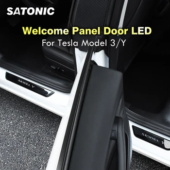 SATONIC Bezdrôtové LED svetelné Šliapacie Auto Dvere, Parapety Chránič Pre Tesla Model 3 Y Dvere Okraji Chrániče MODEL 3 ACCESSORI