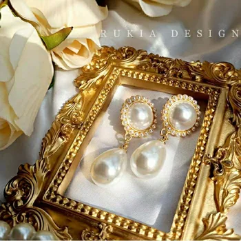 SHMIK Vintage Baroková Móda Ženy, Dievčatá Pearl Exquisiste Náušnice Klasické Módne Náušnice Kvapka Svadobné Party Lady Retro Šperky