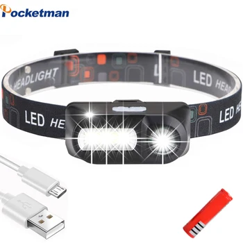 Silný XPE+KLAS Svetlomet USB Nabíjateľné Svetlometu Outdoor Camping USB Vedúci Svetlo Nepremokavé čelová Lampa podľa 18650 Batérie
