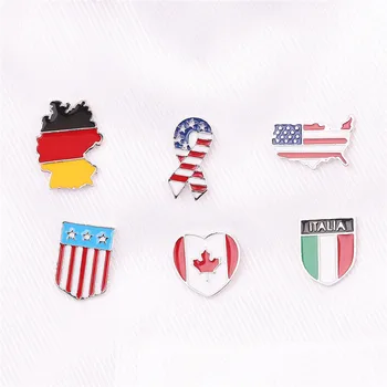 Smalt Pin Kanada Nemecko Taliansko USA Vlajky Brošňa Pre Ženy, Mužov, Hip Hop Šperky Západný Štýl Broszki Štúdia Darček