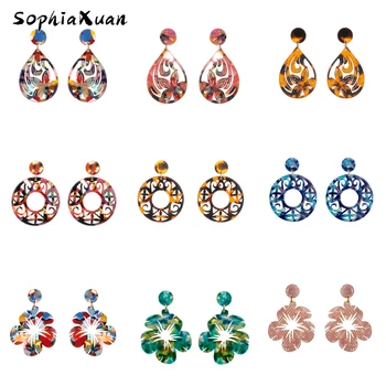 SophiaXuan Polynézskej Náušnice Havajské Akryl Vintage Náušnice Bohemia Veľké Visieť Náušnice Módne Šperky Náušnice 2021 Trend