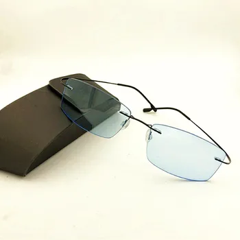 Titán bez obrúčok krátkozrakosť, slnečné okuliare muži ženy hotové krátkozrakosť Okuliare krátkozraké okuliare UV400 modré šošovky -0.50 na -6.00