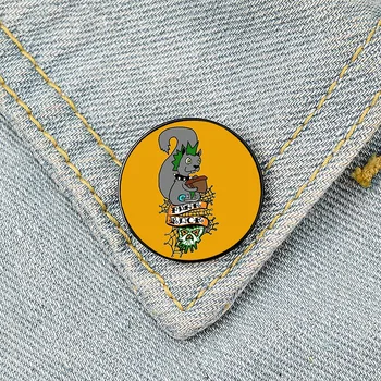 Veverička Punk Rock Pin Vlastné roztomilý Brošne Tričko Klope učiteľ tote Bag batohy Odznak Cartoon darček brošne kolíky pre ženy