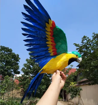 veľké 42x60cm pestré perie šíri krídla papagáj umelé vtáčie model remeselné,prop,domov, záhradné dekorácie, darčekové p2830