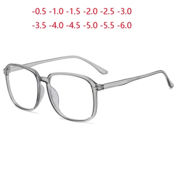 Veľký Rám Skončil Krátkozrakosť Okuliare Ženy Muži Ultralight Transparentná Šedá PC Predpis Okuliare 0 -0.5 -1.0 -1.5 Na -6.0