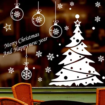 Vianočný Strom Dekorácie Skla Windows Stenu, Nálepky Stenu festival Domáce dekorácie šťastný Nový Rok Nálepky tapety