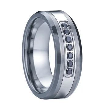 Volfrám šperky prstene mužov, Svadobné Kapely láska aliancie jedinečný black cz diamond páni prst sľub prstene pre mužov muž