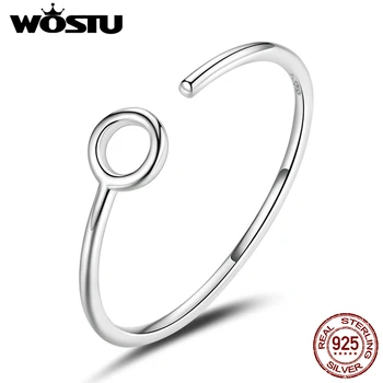 WOSTU Nové 925 Sterling Silver Jednoduché Ring-Kruh Otvorené Prst Prsteň pre Ženy Anel Módne Mincový Striebro Šperky Darček FNR204