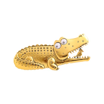Wuli&baby Hrať S Vták Krokodíla Brošňa Pre Ženy Lady Retro 3-farebná Alligator Zvierat Zaujímavé Brošňa Darov Kolíkmi