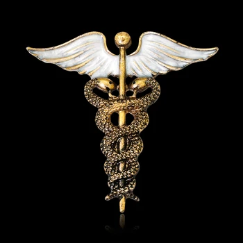 WYSIWYG Crystal Caduceus Kolíky Odznak Brošne Klopě Pin Medicíny Symbol Šperky, Darčeky Pre zdravotnú Sestru, Lekára, Zdravotnícke Študentov