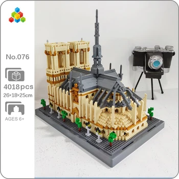 YZ 076 Svetovej Architektúry Notre Dame de Paris Kostol, Múzeum, Palác Mini Diamond Kvádre, Tehly, Budova Hračka pre Deti, žiadne Okno