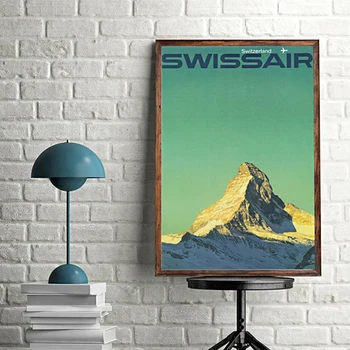 Zermatt Vo Švajčiarsku Cestovné Plagát, Tlač Ročník Wall Art Plátno, Maľovanie Na Matterhorn Krajiny Obývacia Izba Domov Stenu Decor