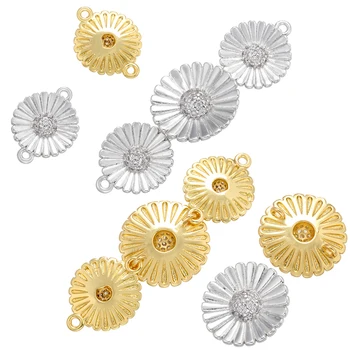 ZHUKOU zlatá farba chryzantéma konektor pre ženy DIY handmade náramok šperky príslušenstvo dodávky veľkoobchod VS489