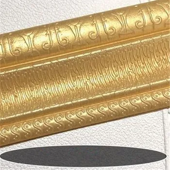 Zlaté samolepiaca 3d dekoračné nálepky na stenu hranice obývacia izba TV pozadí steny penové pásky hrana nárazníka a sokle pás line