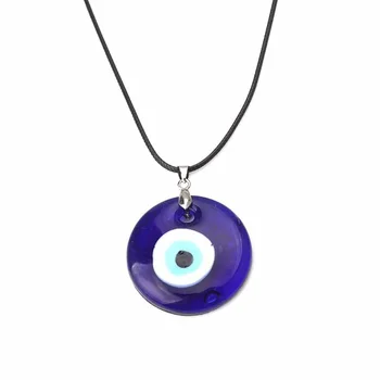 Zlé Oko Náhrdelník Keychain, Blue Eye Kúzlo 30 mm, grécky Mati, Hamsa, Nazar, Muži Zlým Okom Šperky, grécky Kožený Prívesok, Náhrdelníky