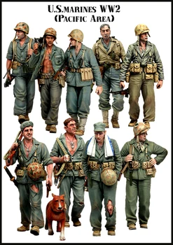 1/35 rozsahu die-cast živice DIY model montážna sada Pacific War 9 osôb vrátane armády psa formy hračka nevyfarbené doprava zadarmo