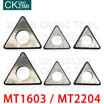 10PCS CNC Podložka MT1603 MT2204 Karbidu Podložka pravidelný trojuholník CNC príslušenstvo tesnenie hliníkový nôž pad pre TNMG1604 Sústruženie Vložky