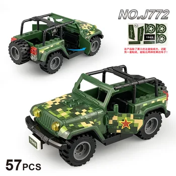 1pcs Green Car Kamufláž Jeep Príslušenstvo MOC SWAT Polícia Stavebné Bloky Vojenské Model Tehla Vzdelávacie Súpravy, Hračky pre Deti,
