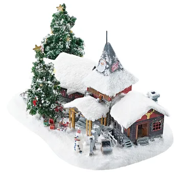 DIY 3D Kovov stavbu Modelu Auta Vianočné Dediny Dom s Santa Claus domček pre bábiky Miniatúrne Svetlom, Hračky pre Dievčatá Dary
