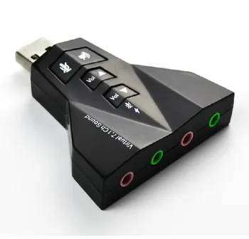Doprava zadarmo Dvojité Zvuková Karta Virtual 7.1 Kanálový USB 2.0 Audio Adaptér Duálny Mikrofón a Slúchadlá 7.1 Ch 3D Zvuk Zvuková Karta