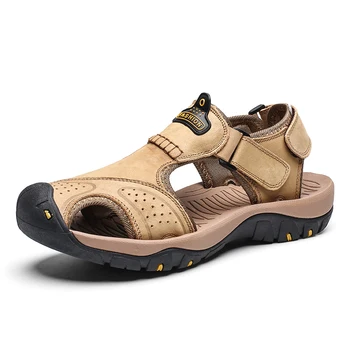 Hot Predaj Letné pánske Outdoorové Sandále Non-slip pánske Plážové Sandále Ručné Originálne Kožené pánske Topánky Móda Mužov Tenisky