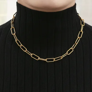 Jednoduchý a všestranný náhrdelník základné reťaz z nerezovej ocele s kancelárskej reťazca náhrdelníky pre ženy mens hip hop šperky