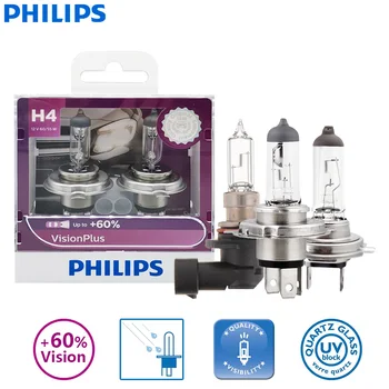 Philips Vision Plus H1 H4 H7 H11 HB3 HB4 9005 9006 Auto Halogénové Svetlometu Auto Bright Light +60% Videnia Auto Originálne Lampy, Pár