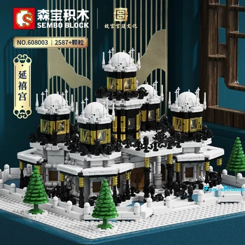 SEMBO BLOKOVAŤ Palace Museum Palace Predĺženia Šťastie Stavebné Bloky Architektúry Model Tehly Hračky Pre Vianočný Darček