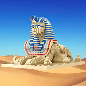 Svetovej Architektúry Pharaoh Egypt Sphinx Monster Model Mini Diamond Kvádre, Tehly, Budova Hračka pre Deti, Darčeky č Box