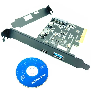 USB 3.1 Typ C PCIe Rozširujúca Karta PCI-E na USB3.1 GEN 2 10Gbps USB Typ-C + USB3.0 Zadajte Stúpačky Karty PCI Express x4 USB Adaptér